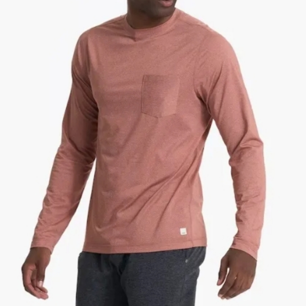 Vuori Men's Tradewind Performance Tee Long Sleeve Penny Heather L